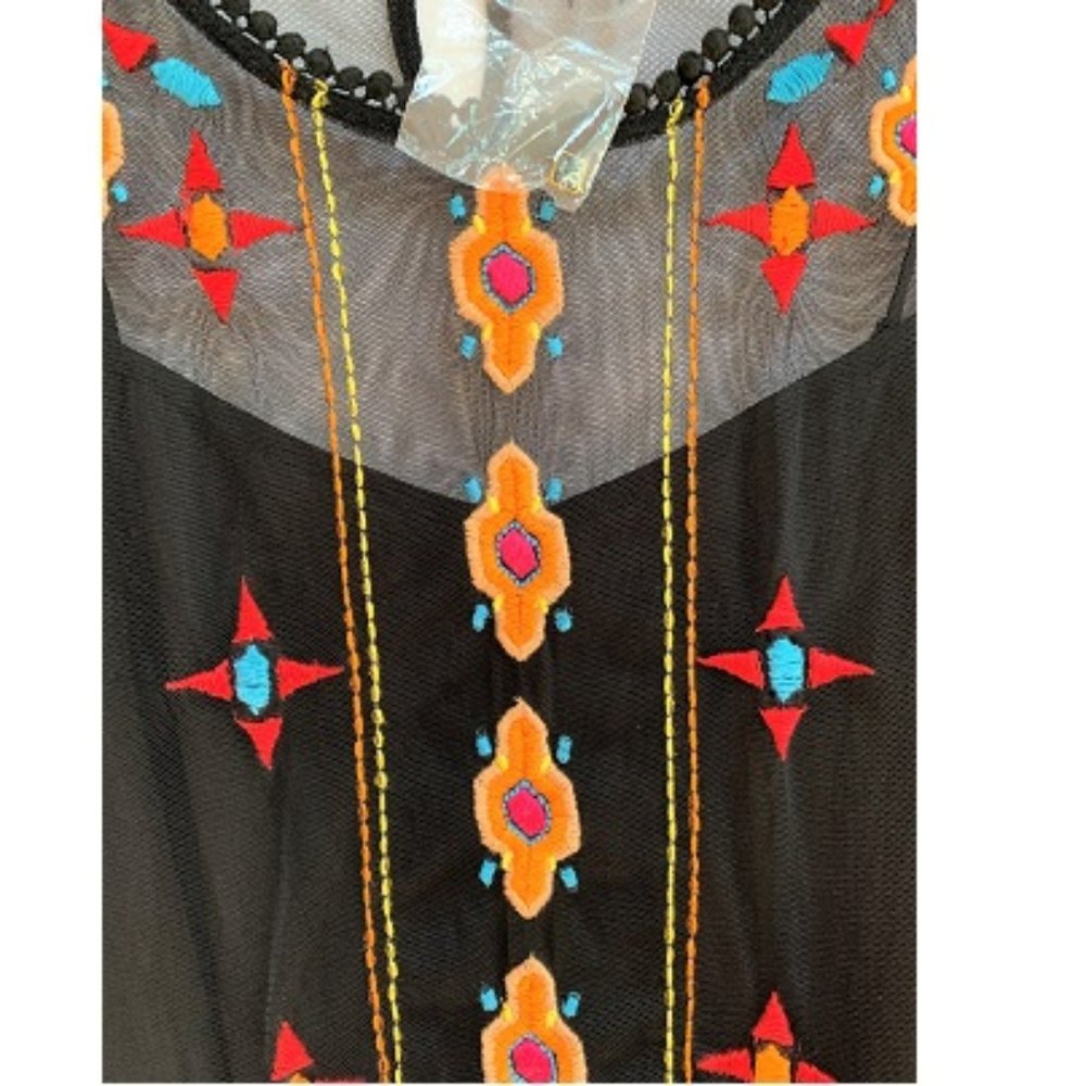 HD in PARIS Aaina embroidered mesh sleeveless black tunic top - Picture 6 of 11